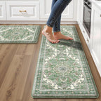 Boho Kitchen Mats for Floor 2 Piece Set Anti Fatigue Cushioned PVC Kitchen Rugs by tubeamin