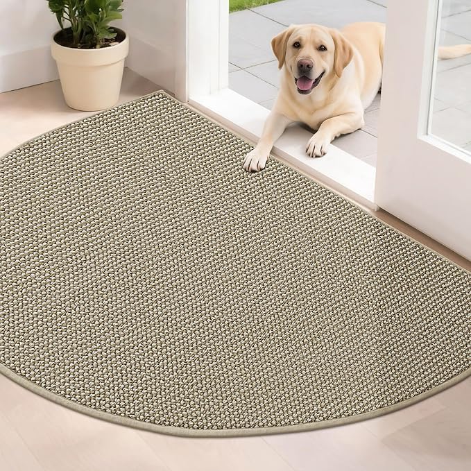 BEQHAUSE Dirt Trapper Door Mat 32" x 48" Half Circle Non-Slip Washable Doormats by BEQHAUSE