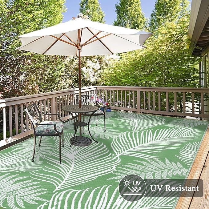 Pauwer Waterproof Outdoor Rug 9x12, Reversible Plastic Straw Patio Camping Rug - Image 3
