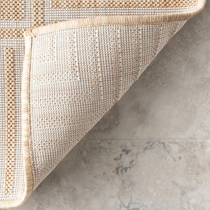 Nuloom Asha Tan/Ivory, Striped Border, Soft and Cozy, High Traffic, Easy Clean - Image 5
