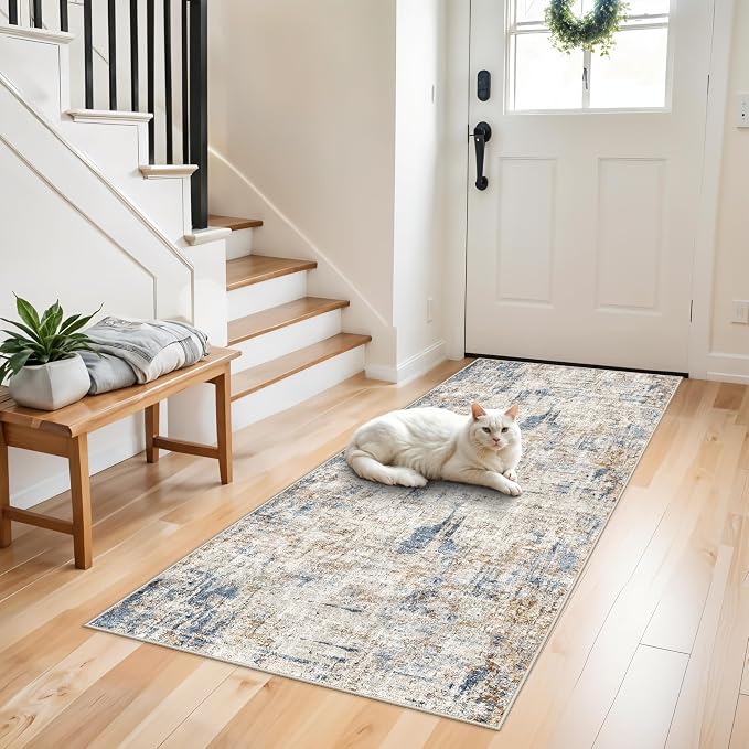 2x6 Washable Non-Slip Hallway Runner Rug – Modern Abstract Soft Carpet Runner by ZHXXUJ