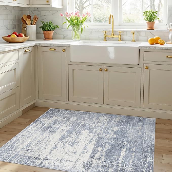 Washable 3x4 Kitchen Area Rugs: Abstract Stain-Resistant Sink Rug Non-Slip - Image 6