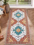 SERISSA Boho Washable Runner Rug, 2x5 Rug Non-Slip Vintage Orange Hallway by SERISSAHomeDecorCollection