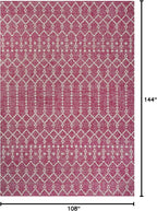 JONATHAN Y Moroccan Geometric Indoor Outdoor Area Rug 9X12 Fuchsia/Light Gray - Image 2