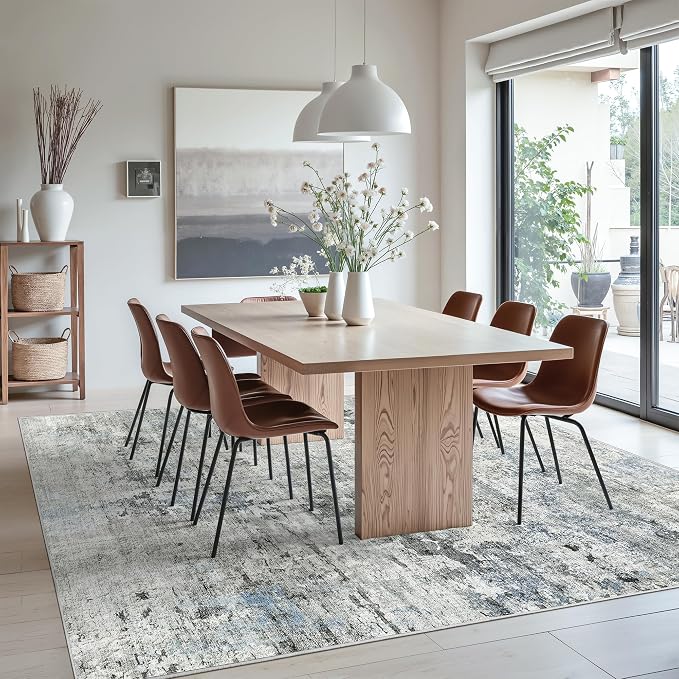 Soalmost Abstract Rug 8x10 Large Living Room Rugs Neutral Modern Washable Area - Image 3
