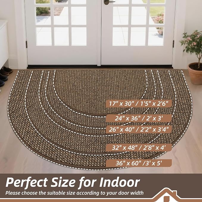 BEQHAUSE Dirt Trapper Door Mat 36" x 60" Half Circle Non Slip Washable Doormats - Image 3
