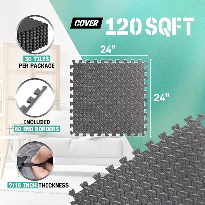 Yes4All 24SQFT-120SQFT Puzzle Exercise Mat - Image 3