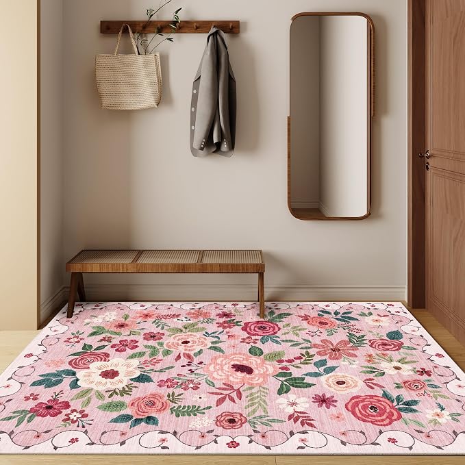 DUKINO 4x6 Area Rug, Floral Rugs - Image 3