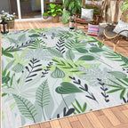 Lahome Leaf Indoor Outdoor Rugs, 6x9ft Non Slip Outdoor Patio Rug by Lahome