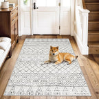 Moroccan 3x4 Washable Area Rug for Entryway Geo Grey | Non Slip Soft Texture by BYYVOORugsforYourHome