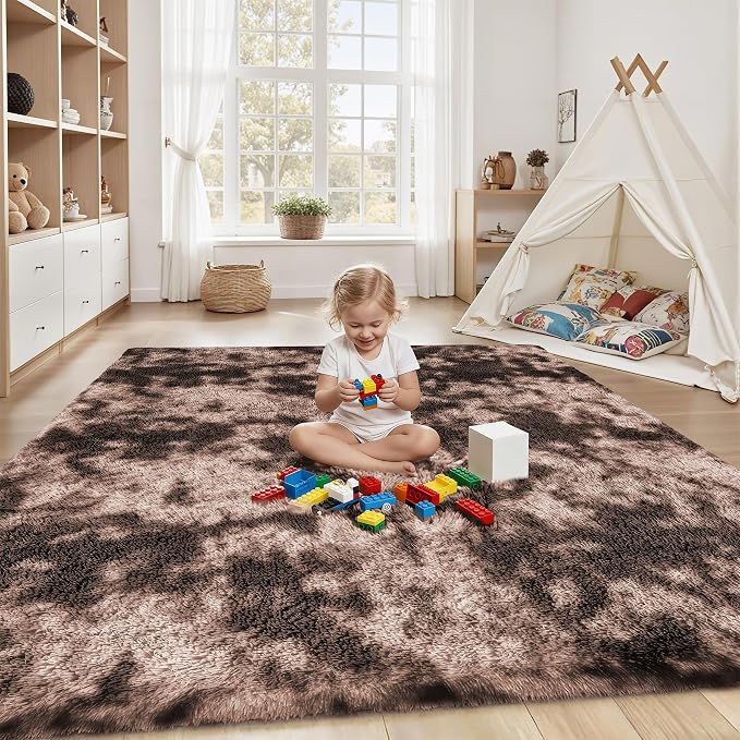 Area Rug for Living Room Bedroom: 5x7 Soft Fluffy Shag Upgrade Non-Slip High - Image 4