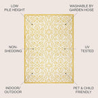 JONATHAN Y Vintage Filigree Indoor Outdoor Area Rug 3X5 Cream/Yellow, Madrid - Image 3