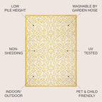 JONATHAN Y Vintage Filigree Indoor Outdoor Area Rug 8X10 Cream/Yellow, Madrid - Image 3