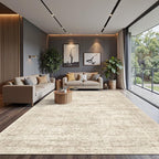 Soalmost 12x15 Washable Area Rug Beige Neutral Abstract Living Room Large - Image 2