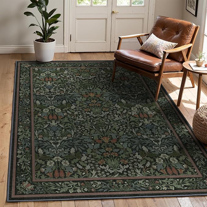 GENIMO Washable 4x6 Area Rug, Vintage Boho Floral Carpet, Soft Low-Pile - Image 3