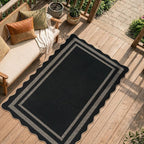 LIVEBOX Scalloped Easy Jute 3x5 Outdoor Rug, Indoor Outdoor Farmhouse Neutral - Image 2