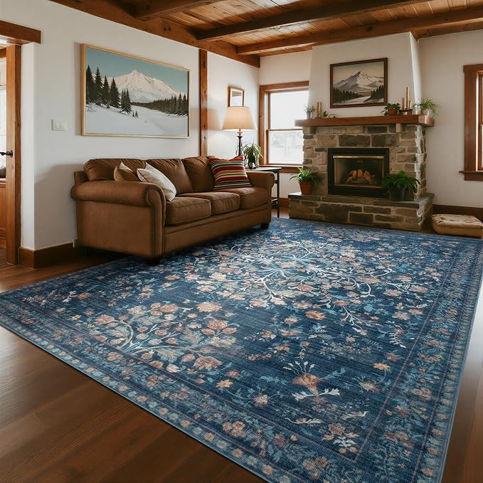 Washable Rugs 8x10 Area Rugs for Living Room, Ultra Soft Faux Wool Retro Carpets - Image 7