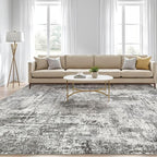 8x10 Area Rugs Living Room: Washable Large Abstract Neutral Modern Soft Gray - Image 5