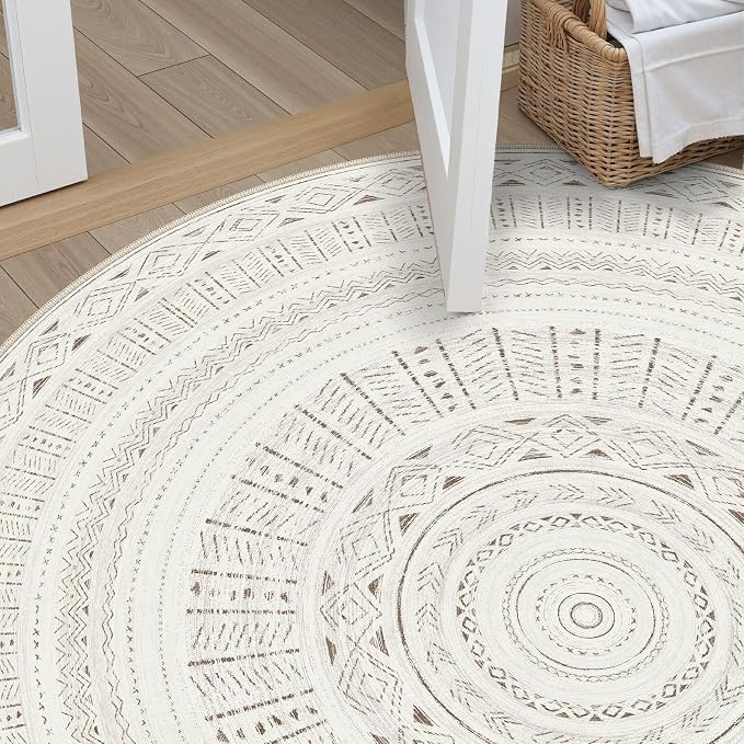 cotiled 8x8 Round Area Rugs Living Room Rug: Washable Boho Rugs - Image 6
