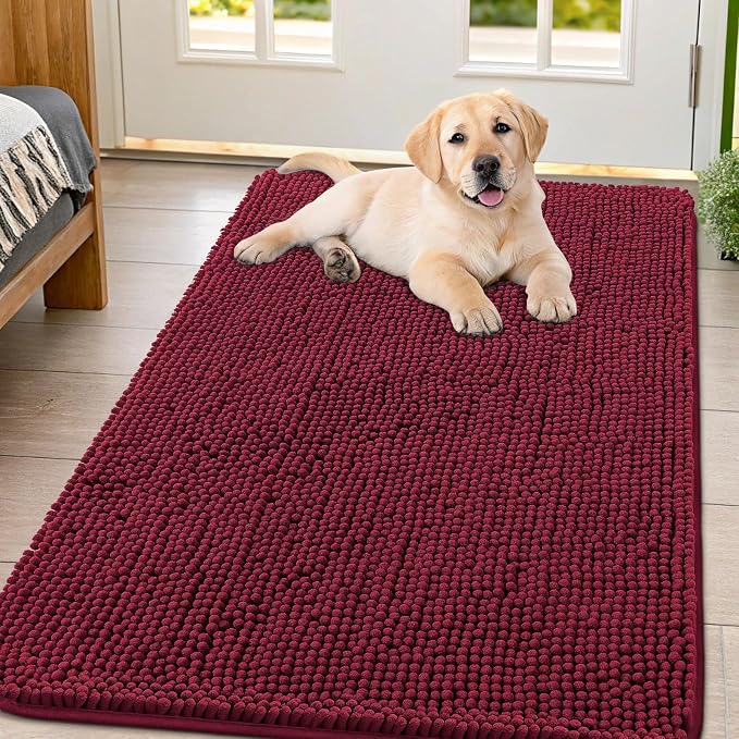Smiry Dog Door Mat for Muddy Paws 47x32, Absorbent Dirt Trapper, Non-Slip by Smiry