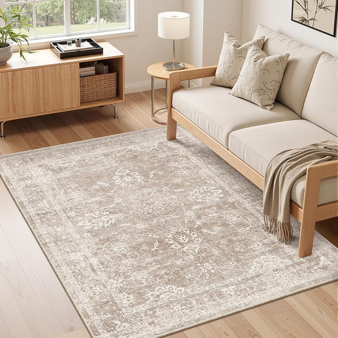 Madane Washable Area Rug 4x6, Low Pile Stain Resistant Vintage Area Rugs - Image 2