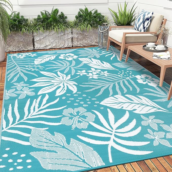 Pauwer Waterproof Outdoor Rug 8x10, Reversible Plastic Straw Patio Camping Rug - Image 7