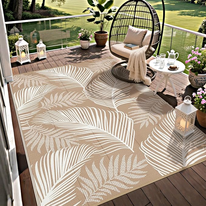 Pauwer Waterproof Outdoor Rug 6x9, Reversible Plastic Straw Patio Camping Rug by Pauwer