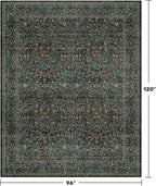 Vintage Dark Green Living Room Rug, 8x10 Washable Area Rugs - Image 2