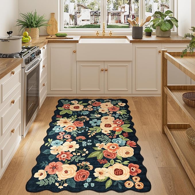 DUKINO 3x5 Area Rug, Floral Non-Slip Indoor Washable Rug - Image 4
