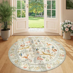 DUKINO 4ft Round Rug, Washable Round Area Rug, Non Slip Indoor Low Pile Animal by DUKINO