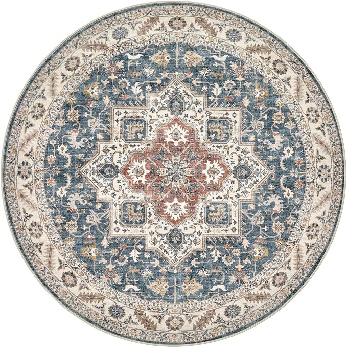 6ft Round Vintage Living Room Area Rug - Image 8
