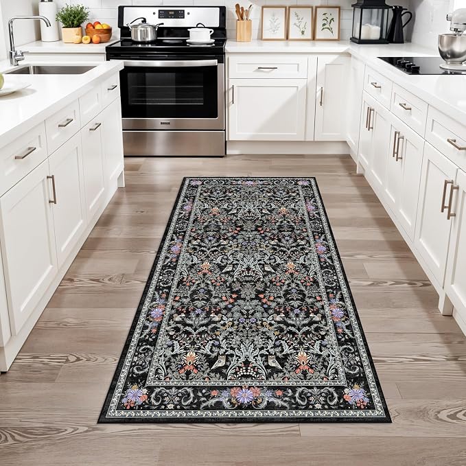 3x6 Washable Non-Slip Kitchen Runner Rug – Vintage Botanical - Image 2