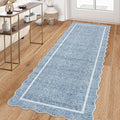GarveeHome Scalloped Washable Runner Rug 2x6 Non Slip Kitchen Rugs Modern Blue by GarveeHome