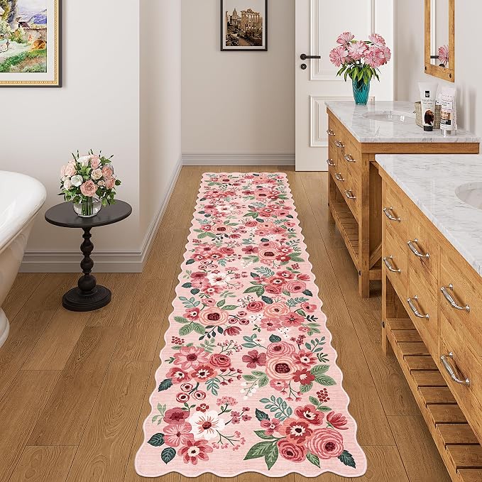 DUKINO 2x8 Washable Runner Rug, Lightweight Soft Floral Hallway Rug Runner - Image 3