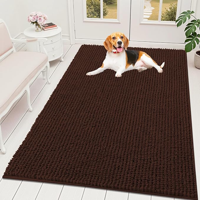 OLANLY Dog Door Mat for Muddy Paws 59x35, Ultra Absorbent Chenille Mud Doormat by OLANLY