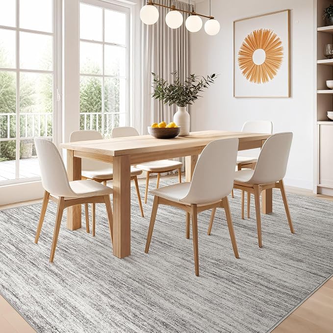 Nakagishi 9x12 Area Rugs Living Room: Washable Large Vintage Rug Neutral - Image 7