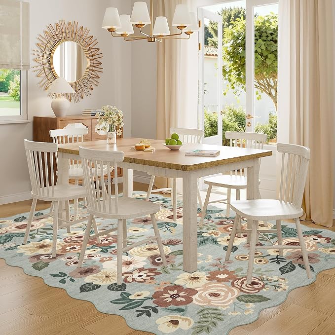 DUKINO 6x9 Area Rug, Floral Washable Rugs - Image 3