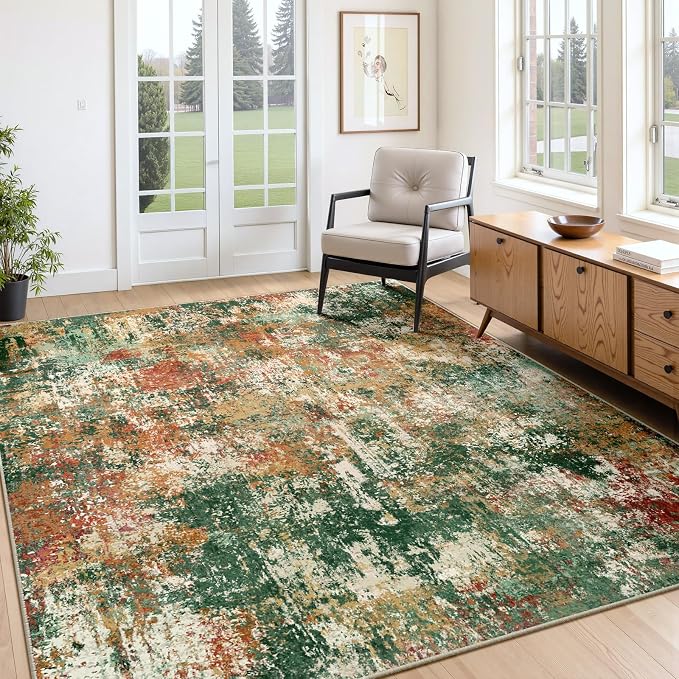 RELEANY Washable Area Rugs 4'x6' Non-Slip Modern Abstract Soft by RELEANY
