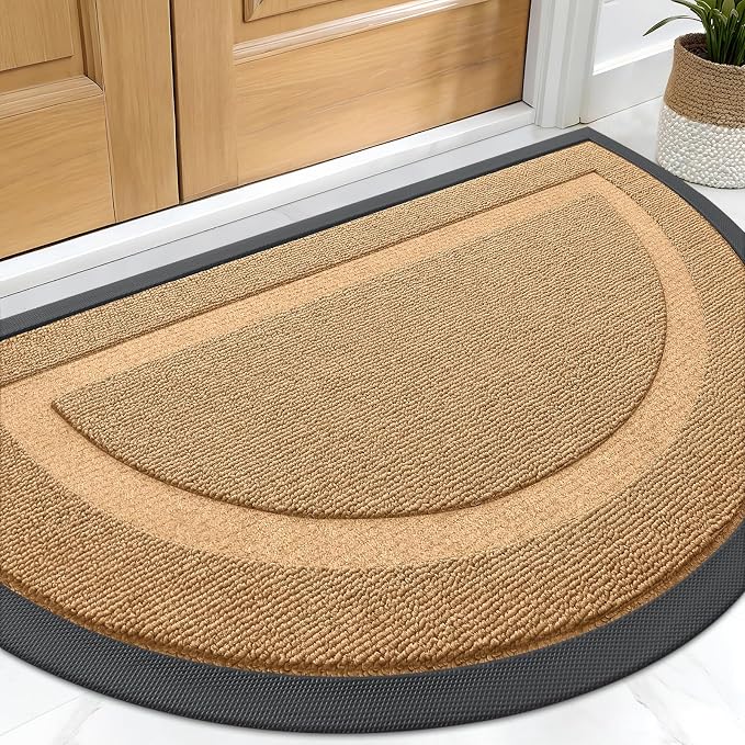 OLANLY Half Circle Door Mat Indoor Outdoor Entrance Welcome, Waterproof by OLANLY