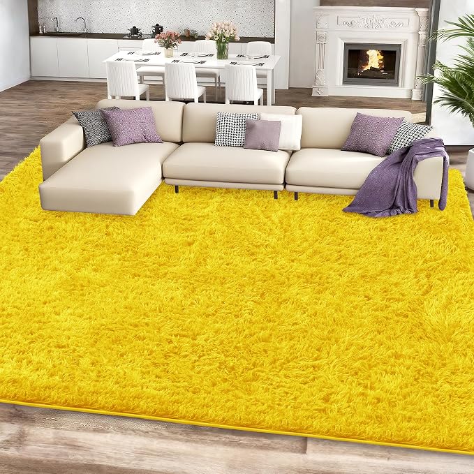 6x9 Yellow Area Rugs for Living Room, Large Fluffy Shag Rug for Bedroom Nursery - Image 2