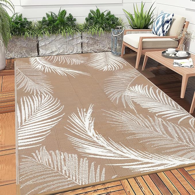 Pauwer Waterproof Outdoor Rug 6x9, Reversible Plastic Straw Patio Camping Rug - Image 7