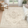4x6 Area Rugs for Living Room: Vintage Boho Neutral Washable Rug Indoor Soft by Luxturiy
