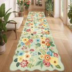 DUKINO 3x10 Washable Runner Rug, Non Slip Floral Ultra Soft Runner by DUKINO