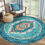 SERISSA Boho Round Area Rug, 4ft Washable Non-Slip Circle Rug, Ultra Soft by SERISSAHomeDecorCollection