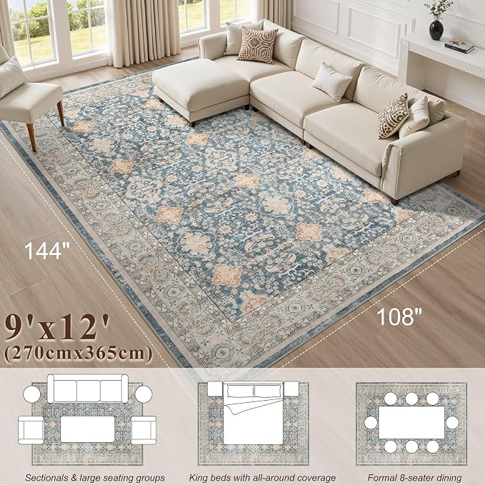 Vintage Living Room Area Rug 9x12 - Image 9