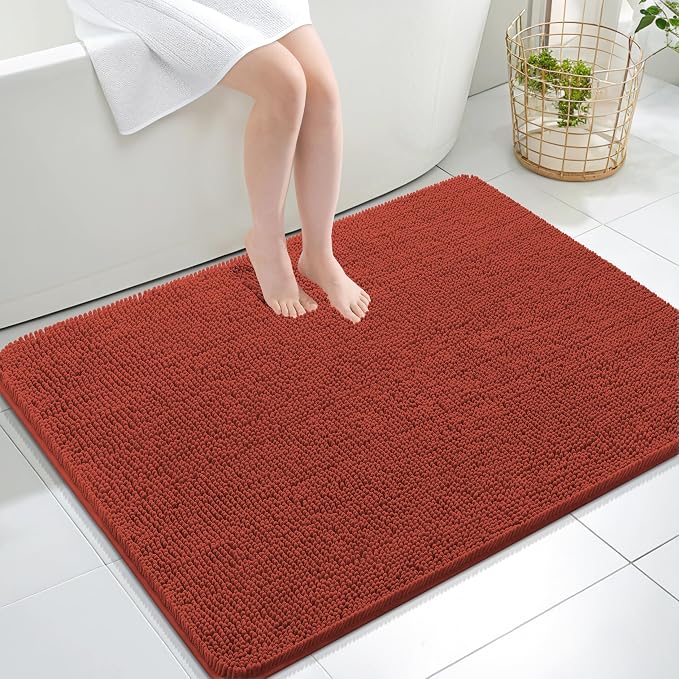 OLANLY Large Bathroom Rugs 40x32, Soft Absorbent Chenille Bath Rugs, Rubber by OLANLY