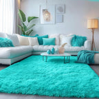 PAGISOFE Soft Fluffy Teal Area Rugs - Image 5