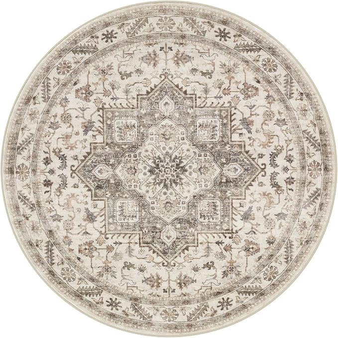 5ft Round Vintage Living Room Area Rug - Image 8