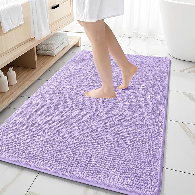 OLANLY Large Bathroom Rugs 59x35, Extra Soft Absorbent Chenille Bath Rugs by OLANLY