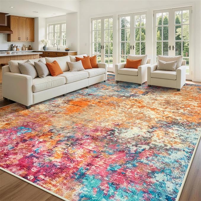 10x14 Area Rugs for Living Room Rug Washable: Abstract Large Rug Indoor Modern by Aelenmu